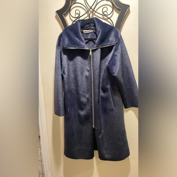 Free People Lana Oversize Faux Fur Coat, Navy Blue - Picture 2 of 5